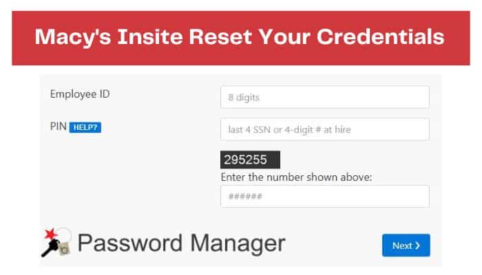 Macy's Insite Reset Your Credentials